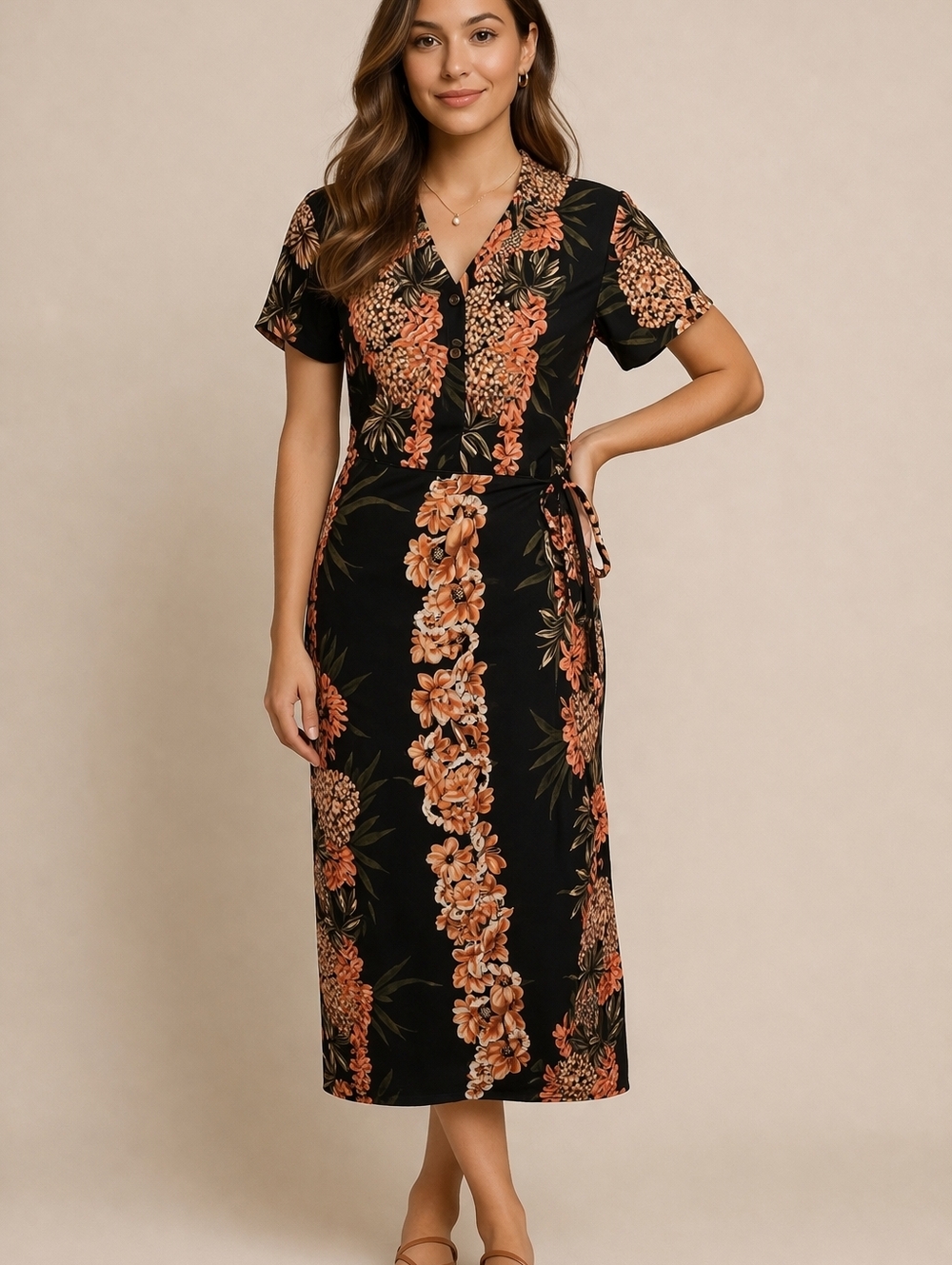 HILO HATTIE Floral Tropical Two Piece Wrap Skirt Button Down Shirt Tiki Set - Picture 1 of 10